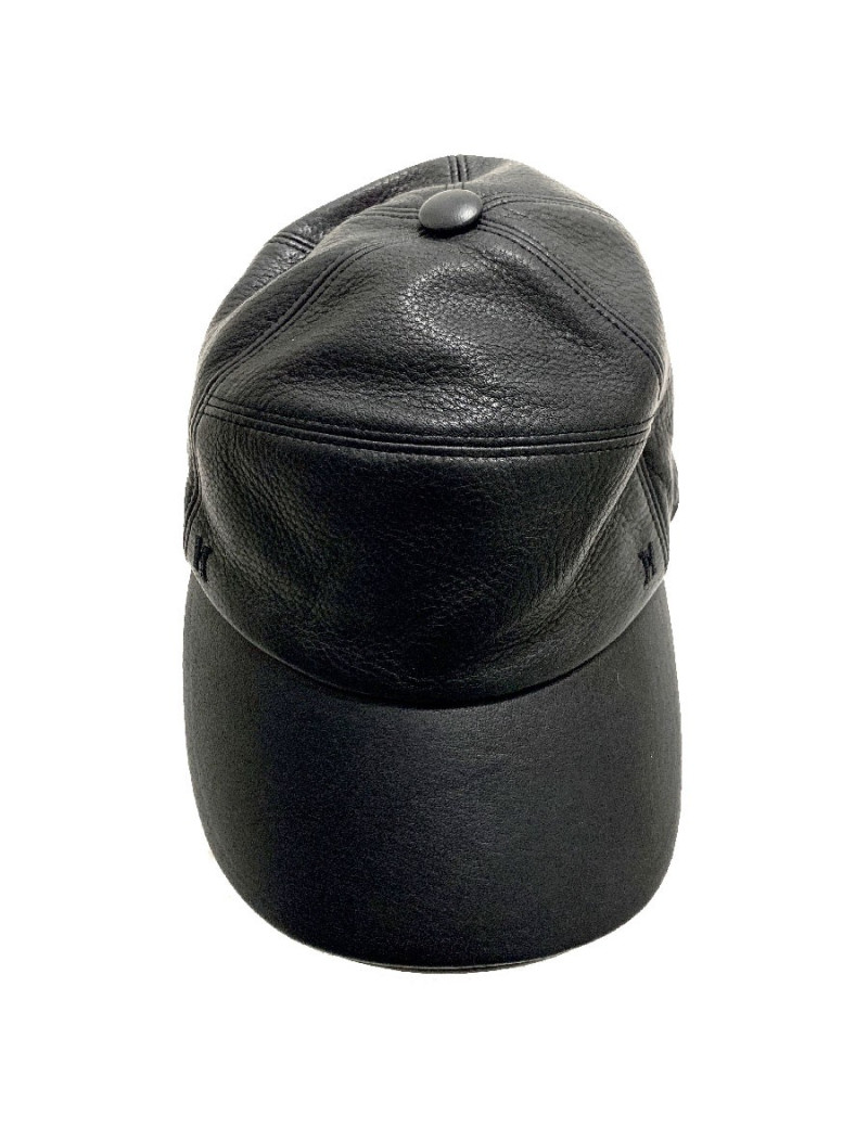 Casquette en cuir HERMES noir