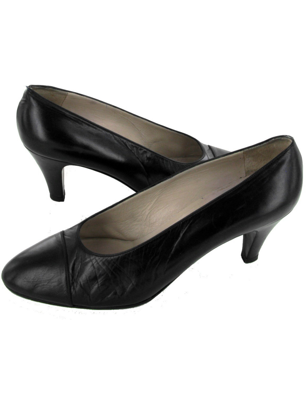 escarpins CHANEL T40.5 veau lisse bleu marine