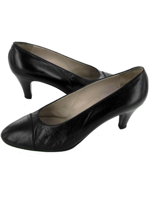 escarpins CHANEL T40.5 veau lisse bleu marine