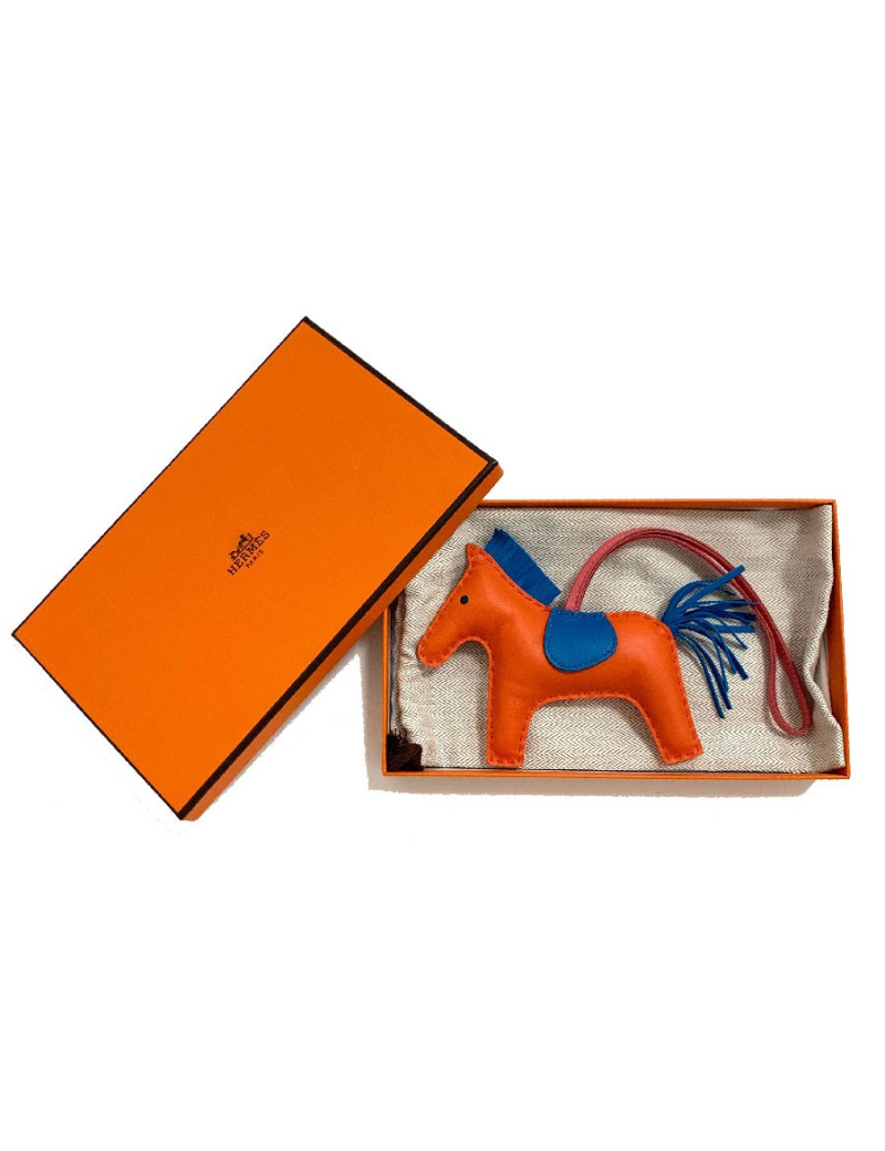 Charm HERMES Rodéo en cuir d'agneau orange