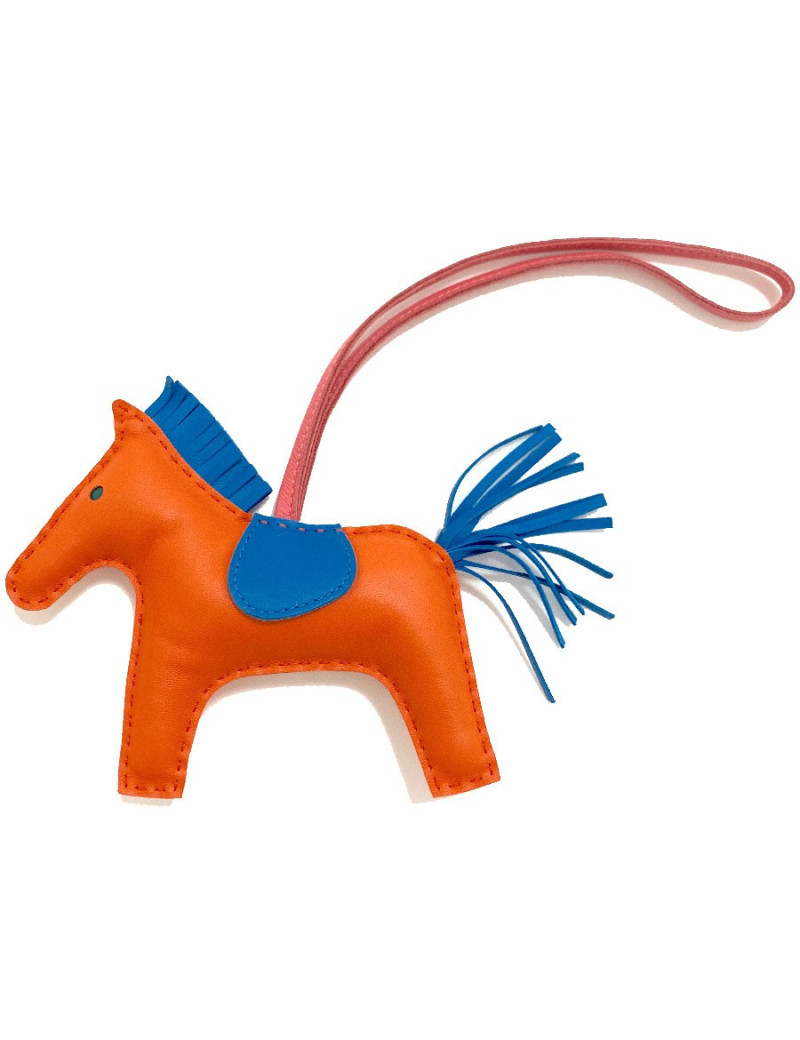 Charm HERMES Rodéo en cuir d'agneau orange