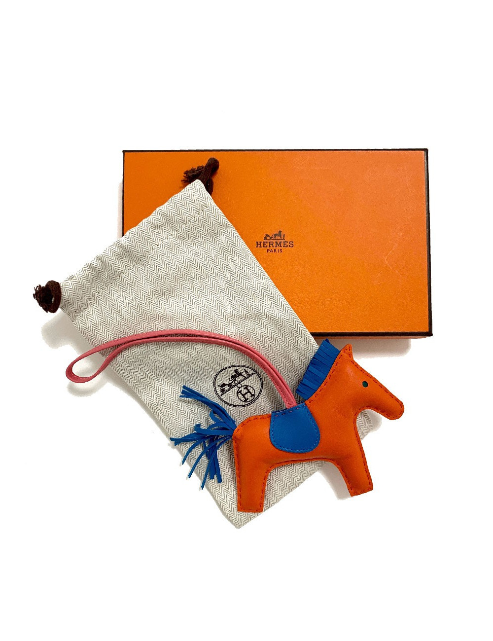 Charms Rodéo HERMES cuir agneau bleu éléctrique