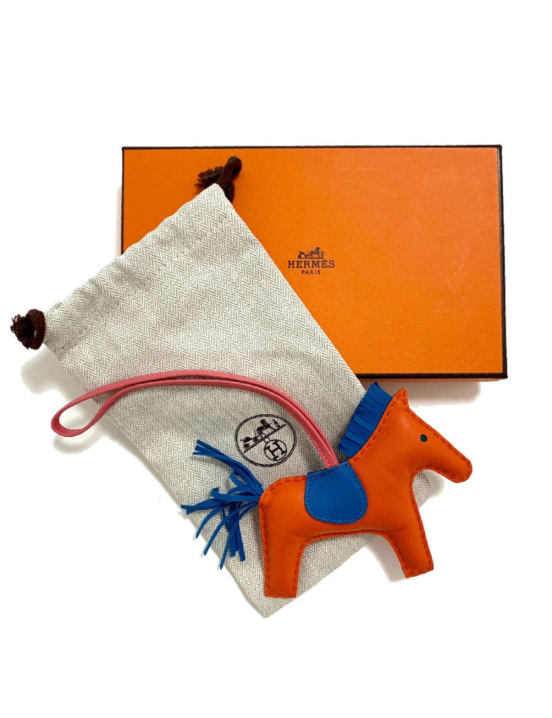 Charm HERMES Rodéo en cuir d'agneau orange