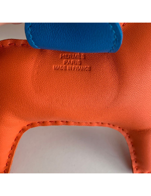 Charm HERMES Rodéo en cuir d'agneau orange