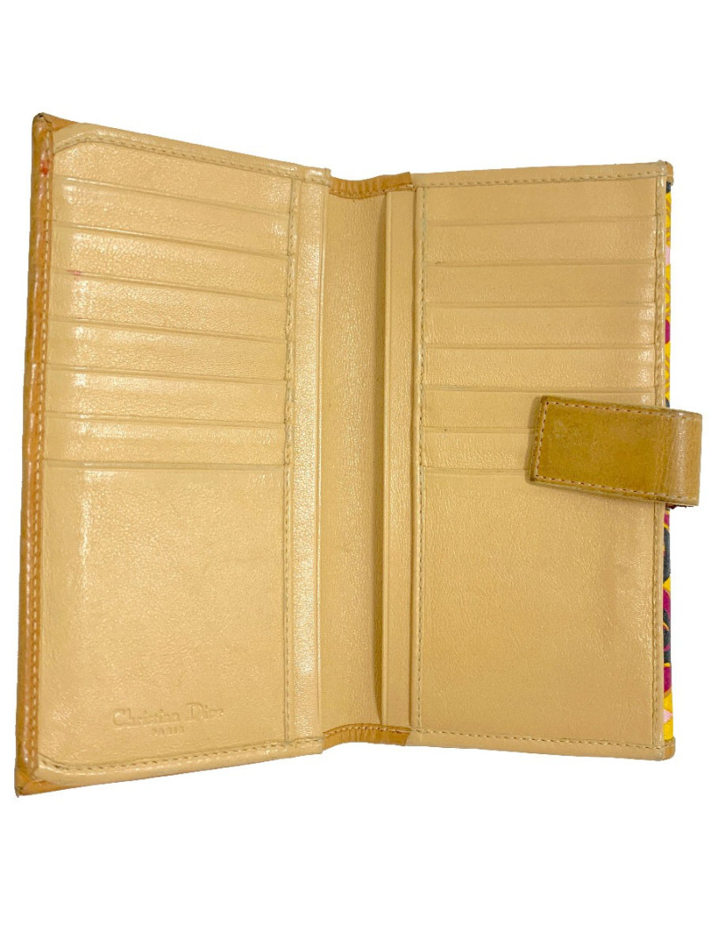 Portefeuille DIOR toile et cuir imprimé écossais vintage