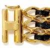 Bracelet CHANEL chaîne or et cuir noir CC
