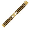 Chanel CC chain bracelet gold and black leather