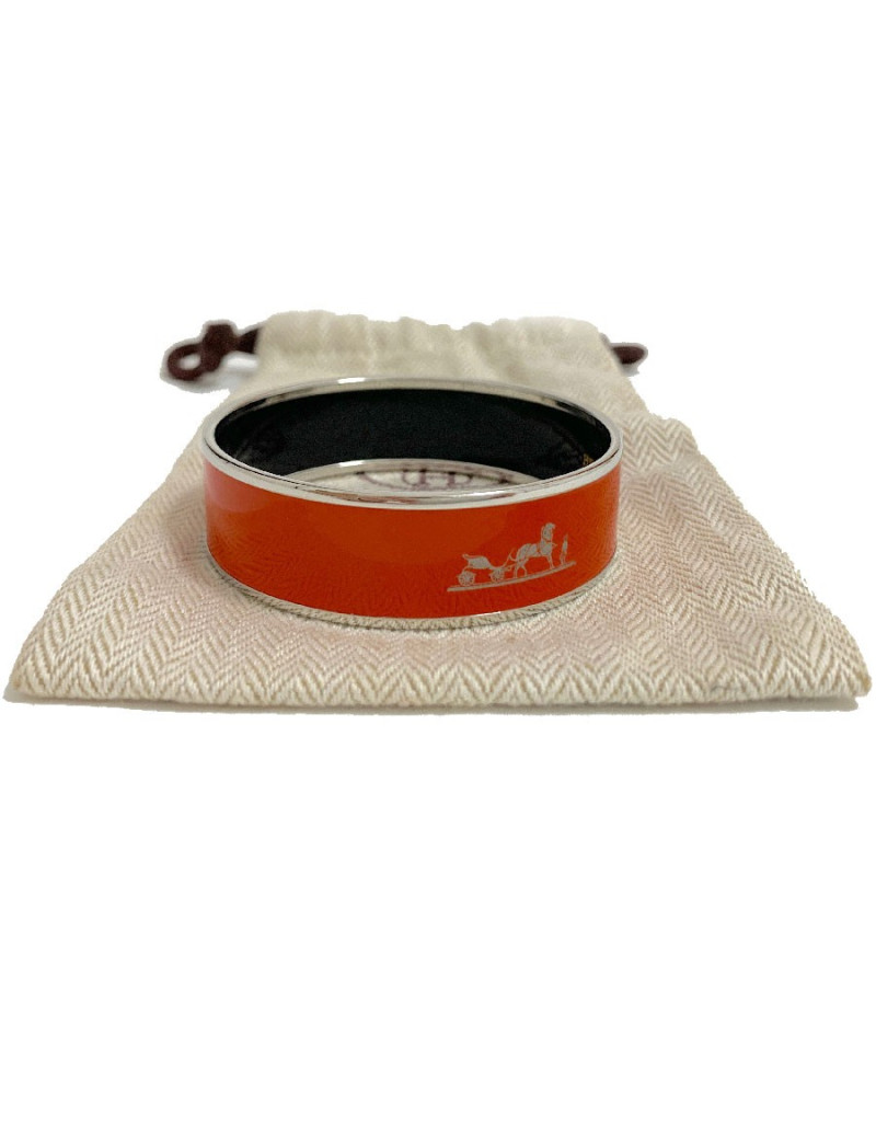 Bracelet HERMES émail orange modèle calèche