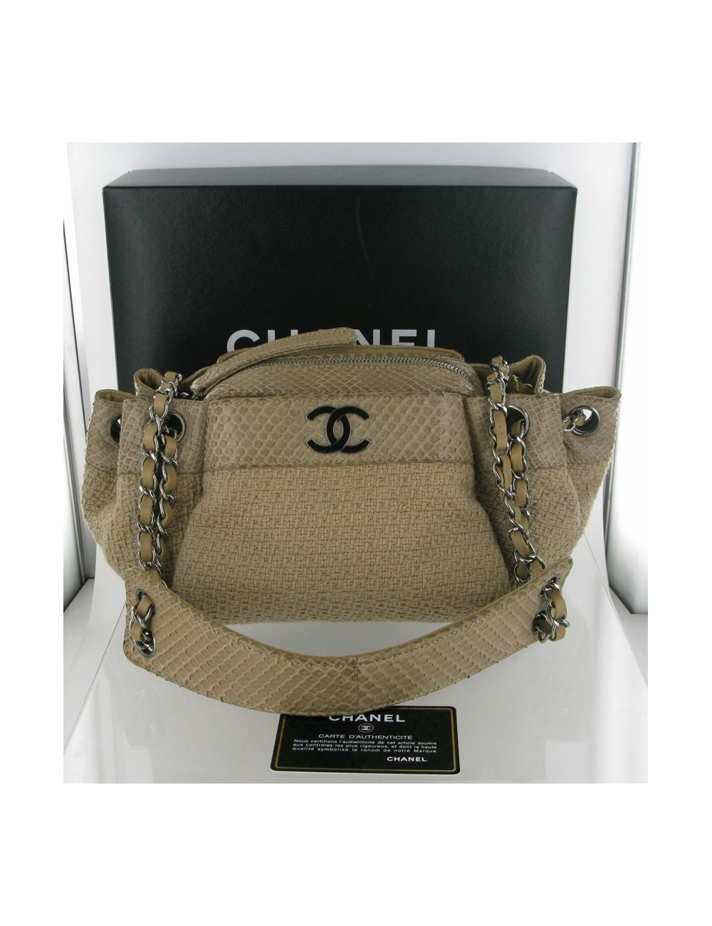 Sac en tweed et python CHANEL