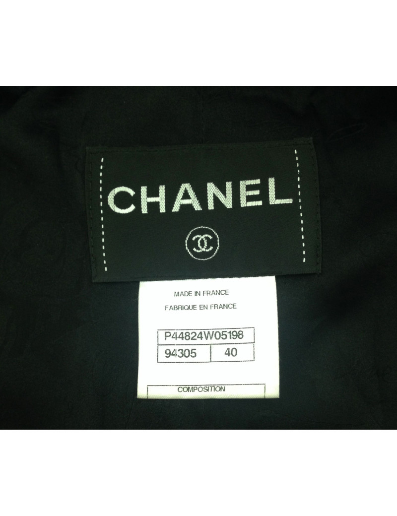 Veste CHANEL longue noire en tweed T 40