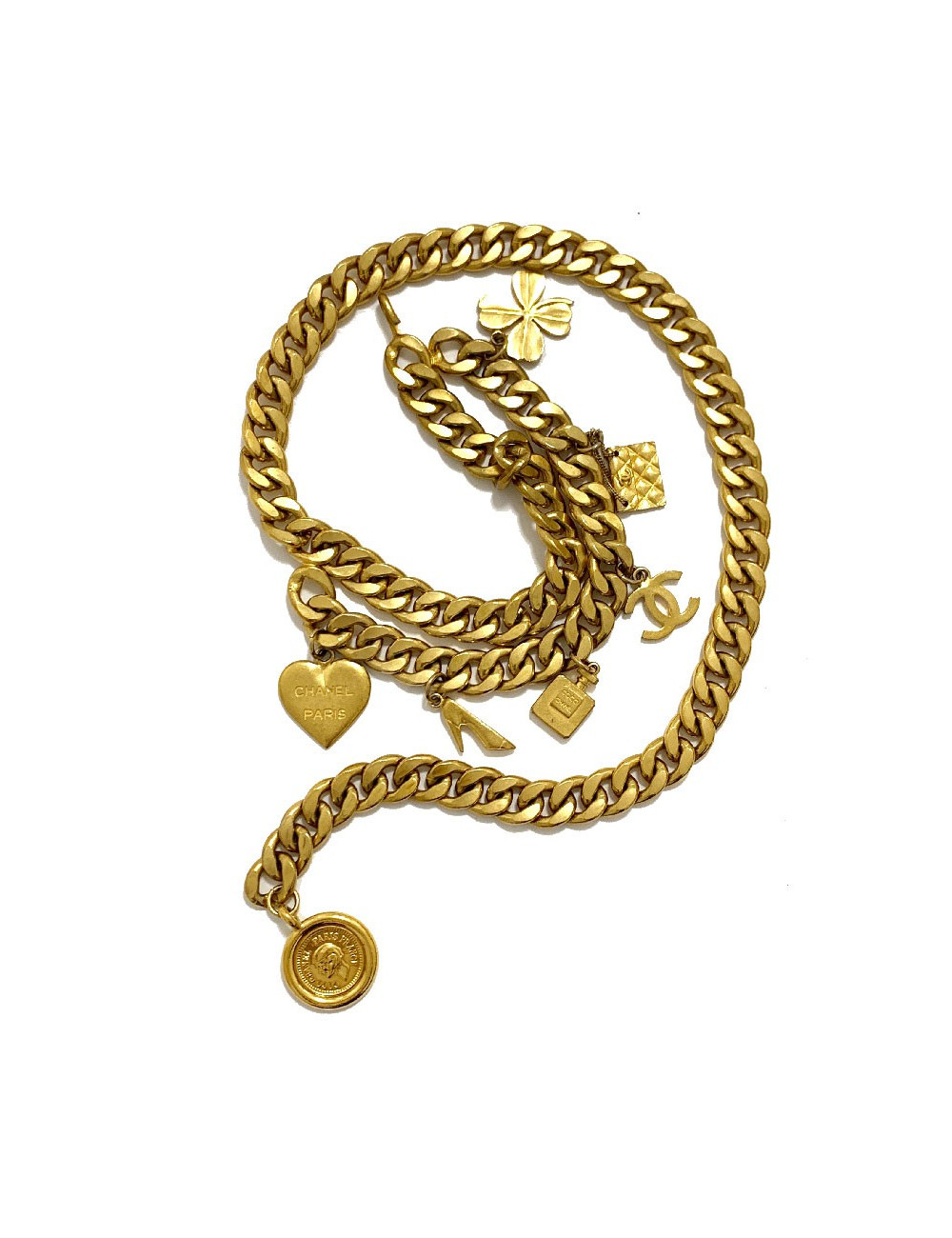 Ceinture CHANEL Vintage chaine et charms en métal doré