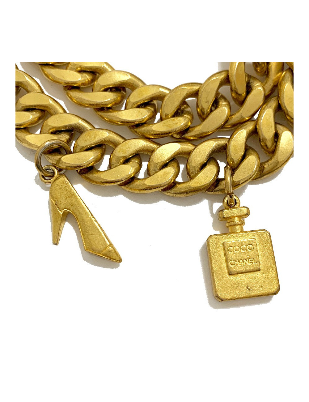 Ceinture CHANEL Vintage chaine et charms en métal doré