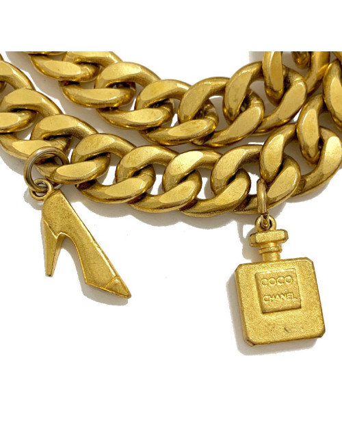 Ceinture CHANEL Vintage chaine et charms en métal doré