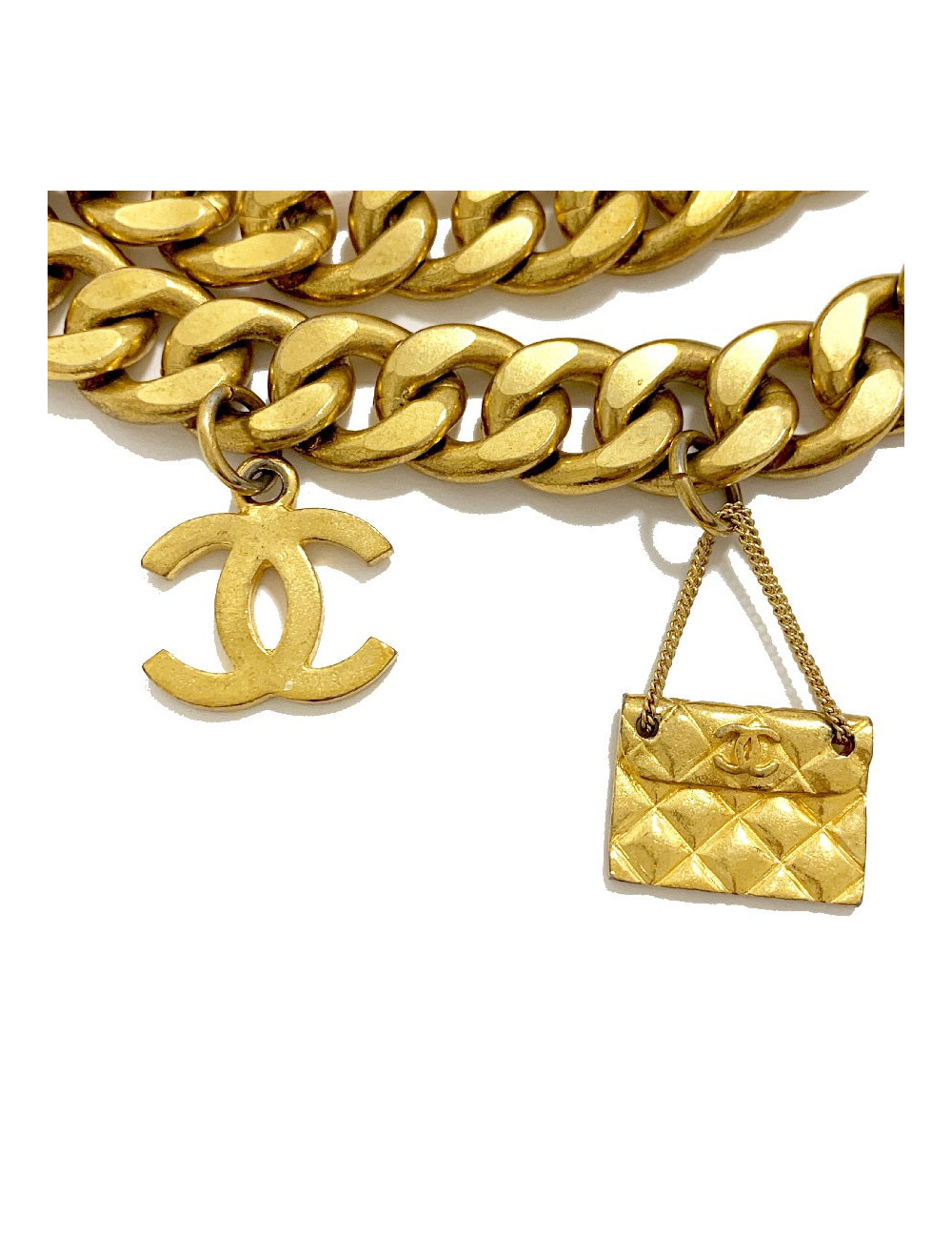 Ceinture CHANEL Vintage chaine et charms en métal doré