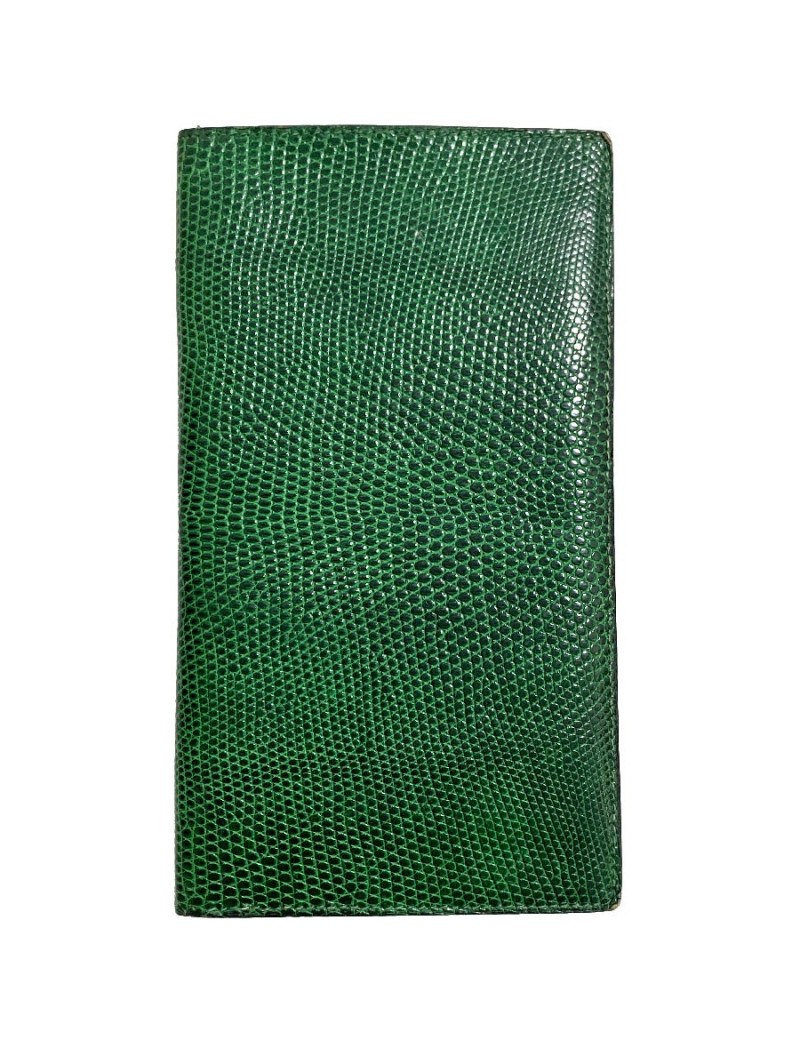 Portefeuille HERMES en lezard vert Vintage