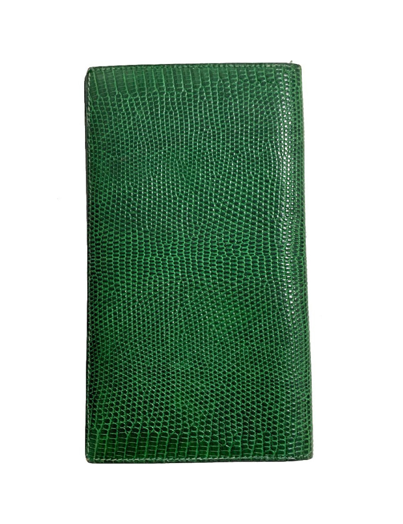 Portefeuille HERMES en lezard vert Vintage
