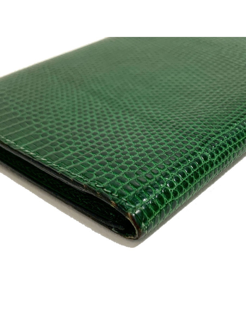 Portefeuille HERMES en lezard vert Vintage