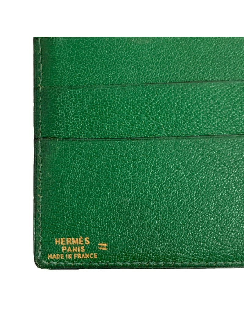 Portefeuille HERMES en lezard vert Vintage