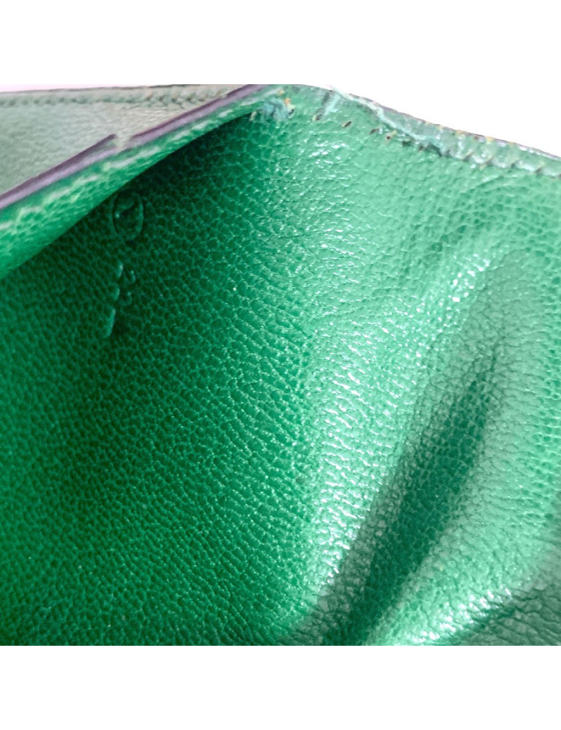 Portefeuille HERMES en lezard vert Vintage