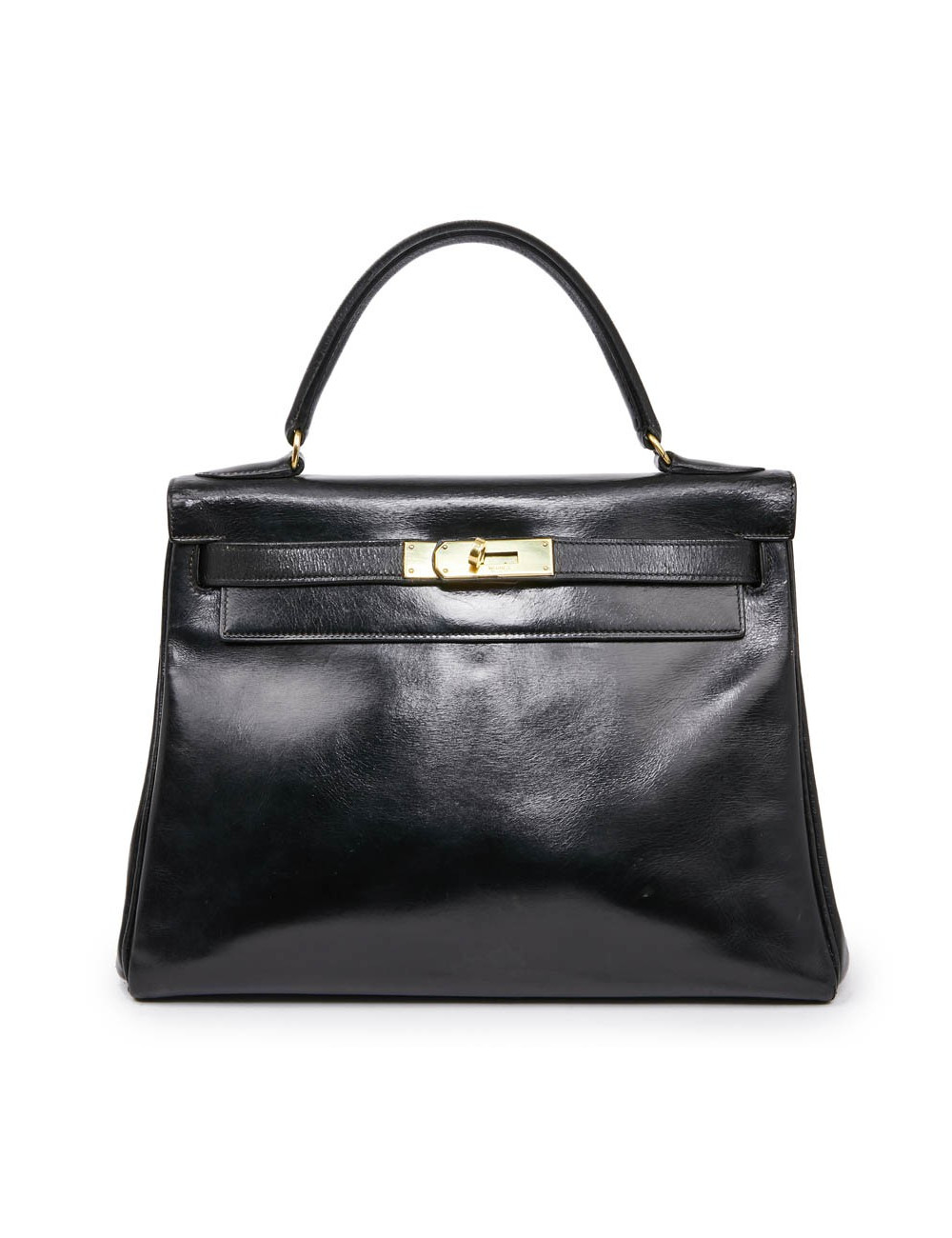 Sac Kelly 28 HERMES vintage cuir box noir