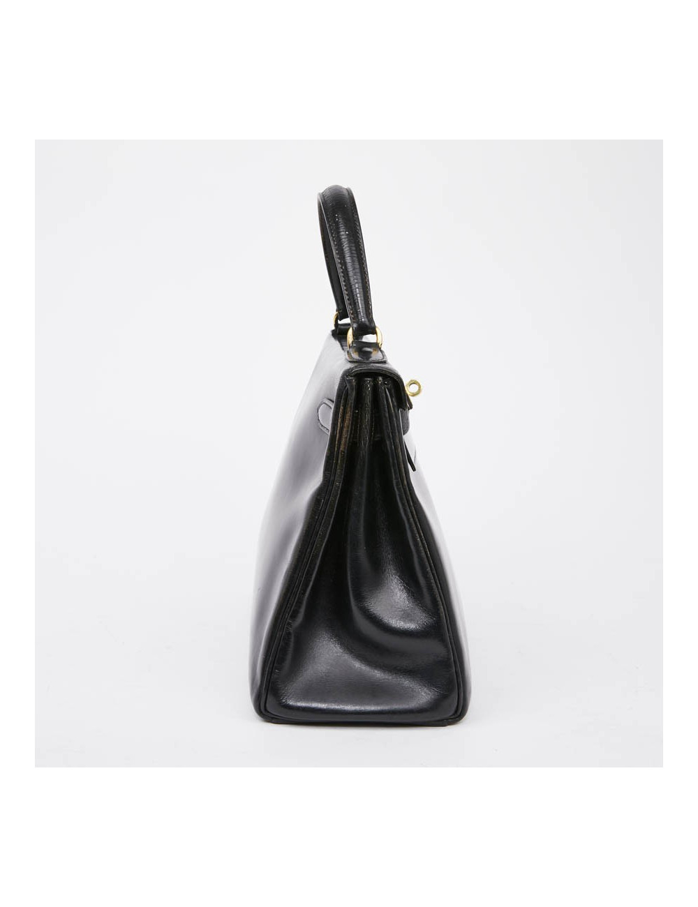 Sac Kelly 28 HERMES vintage cuir box noir