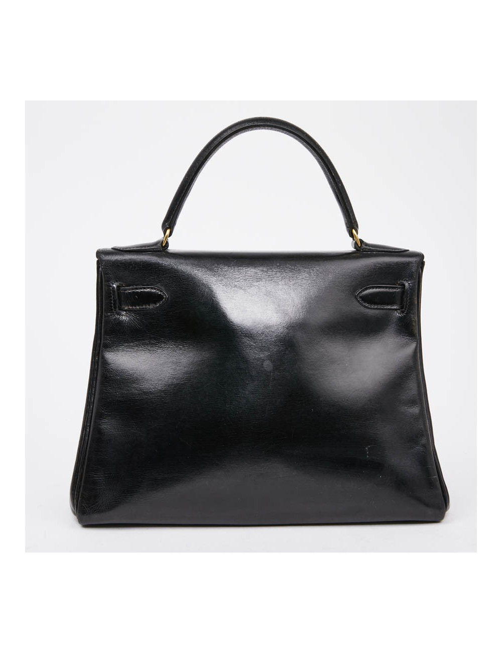 Sac Kelly 28 HERMES vintage cuir box noir