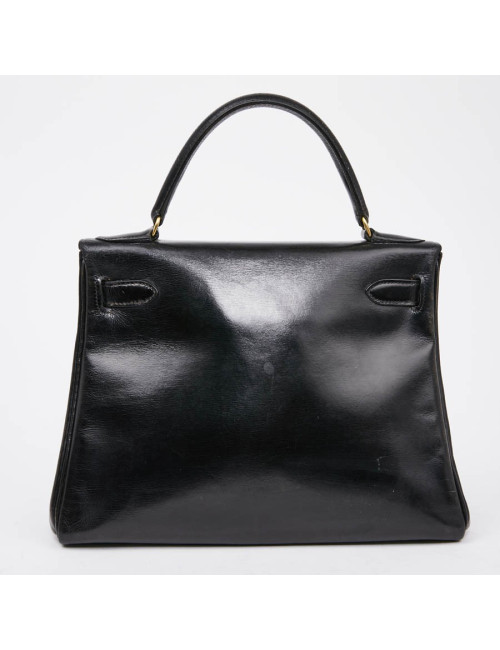 Sac Kelly 28 HERMES vintage cuir box noir