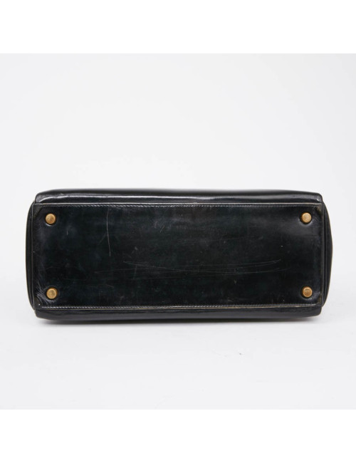Sac Kelly 28 HERMES vintage cuir box noir