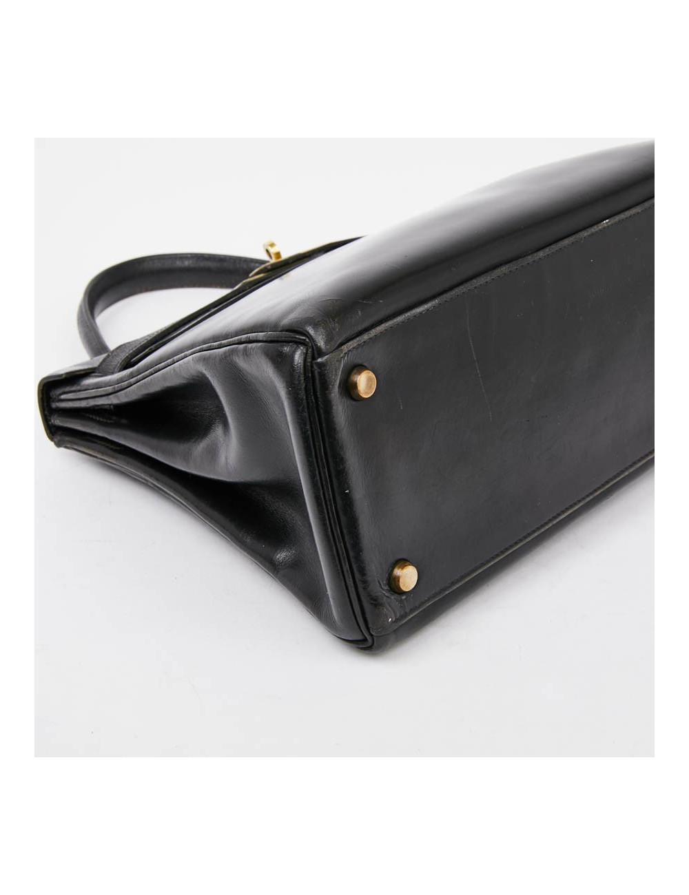 Sac Kelly 28 HERMES vintage cuir box noir