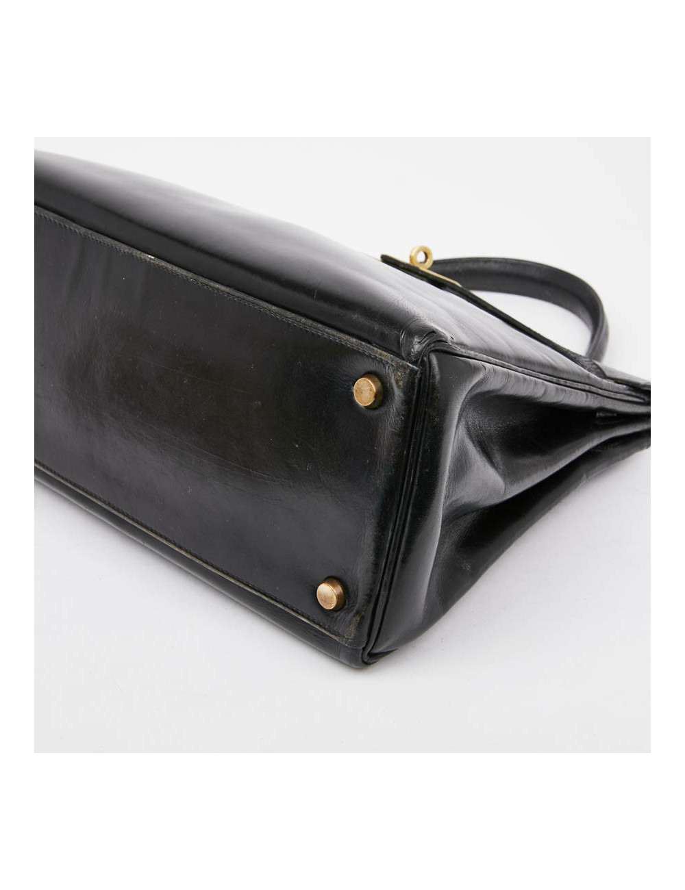 Sac Kelly 28 HERMES vintage cuir box noir