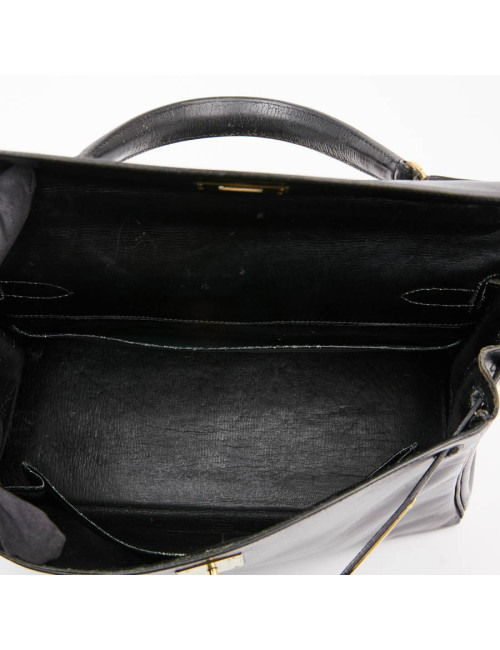 Sac Kelly 28 HERMES vintage cuir box noir