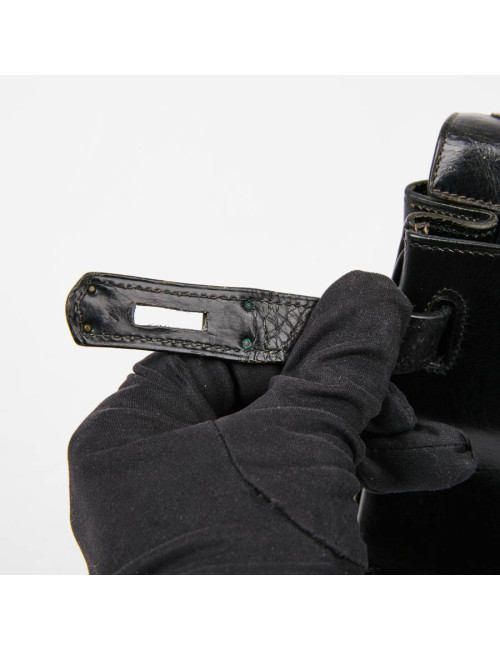 Sac Kelly 28 HERMES vintage cuir box noir