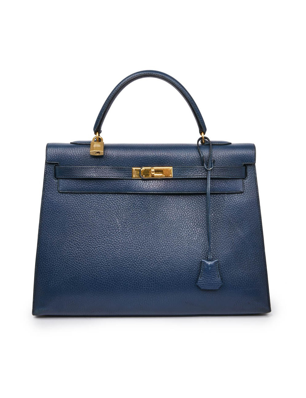 Kelly 35 sellier HERMES cuir  bleu de Prusse 
