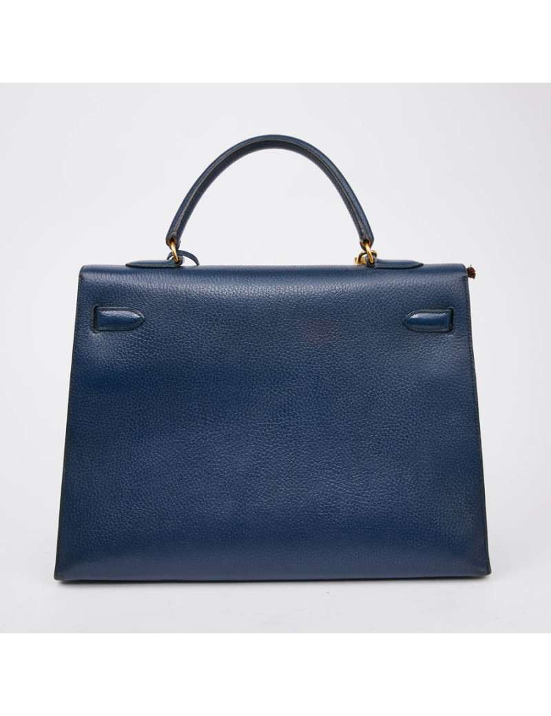 Kelly 35 sellier HERMES cuir  bleu de Prusse 