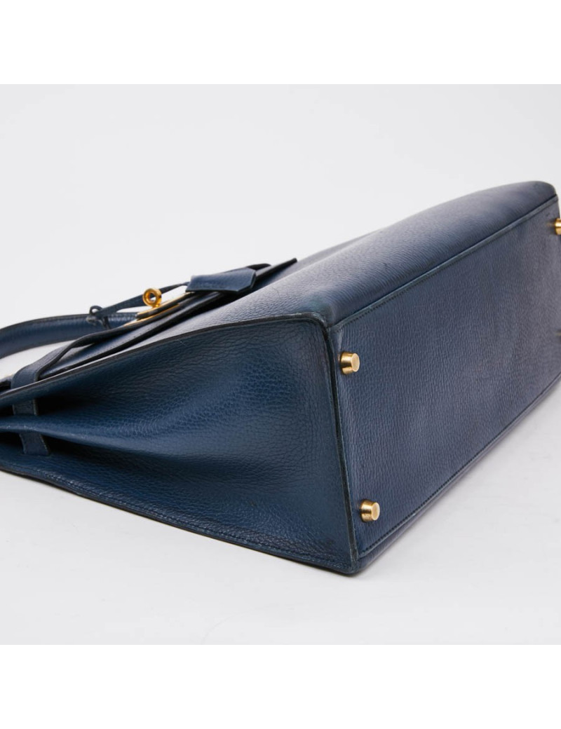 Kelly 35 sellier HERMES cuir  bleu de Prusse 