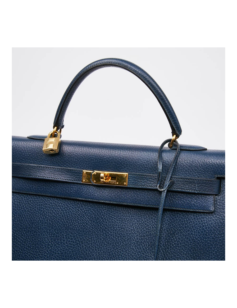 Kelly 35 sellier HERMES cuir  bleu de Prusse 