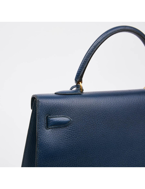 Kelly 35 sellier HERMES cuir  bleu de Prusse 