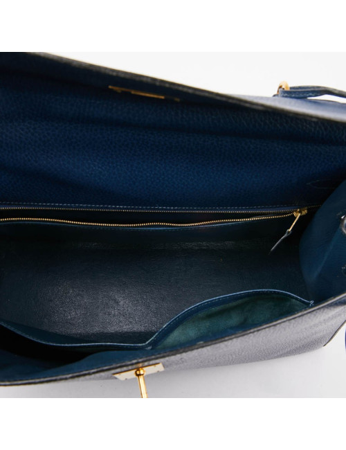 Kelly 35 sellier HERMES cuir  bleu de Prusse 