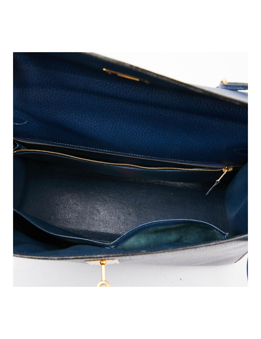 Kelly 35 sellier HERMES cuir  bleu de Prusse 