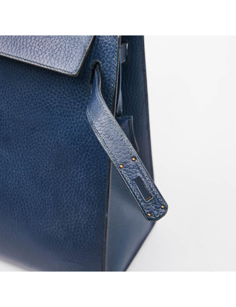 Kelly 35 sellier HERMES cuir  bleu de Prusse 