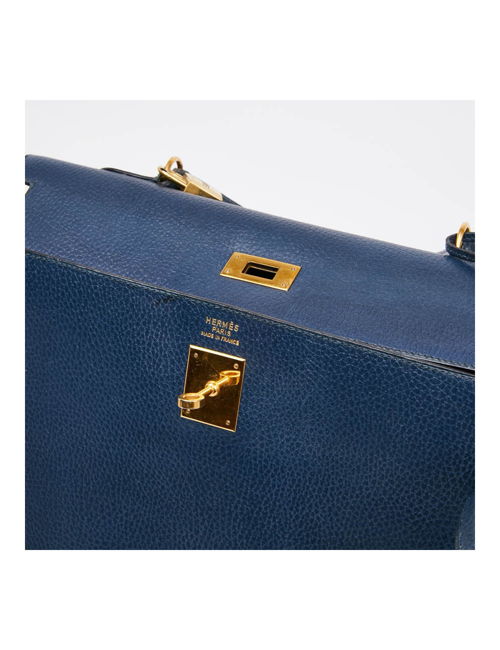 Kelly 35 sellier HERMES cuir  bleu de Prusse 
