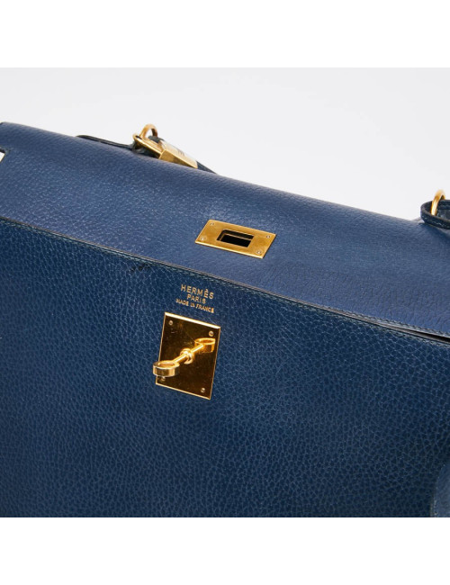 Kelly 35 sellier HERMES cuir  bleu de Prusse 