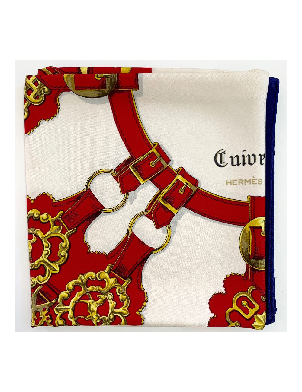 A NETTOYER Foulard Hermes rouge avec personnages 