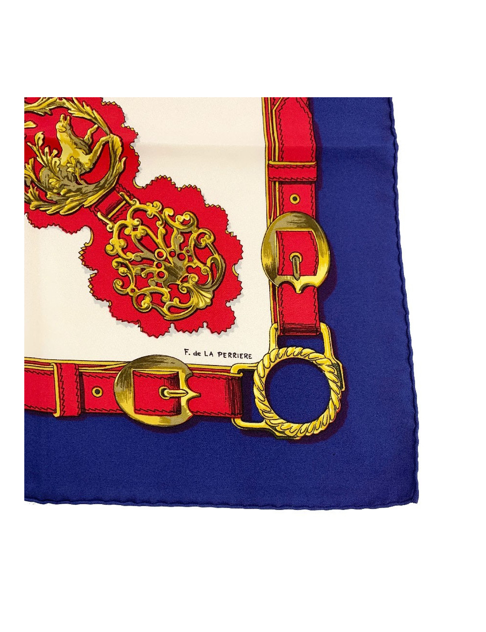 A NETTOYER Foulard Hermes rouge avec personnages 