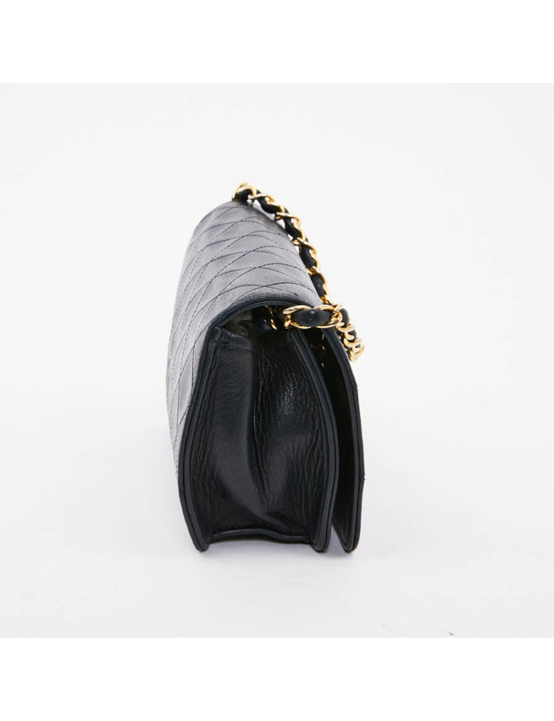 Sac wallet CHANEL cuir d'agneau bleu Vintage