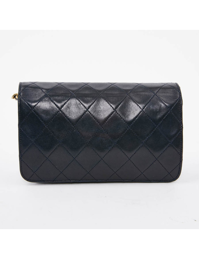 Sac wallet CHANEL cuir d'agneau bleu Vintage