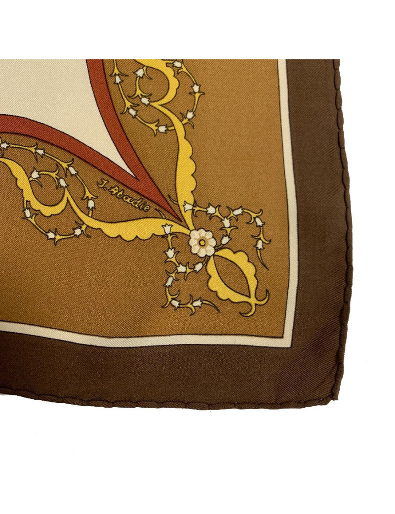 Foulard HERMES "poésie persane" marron