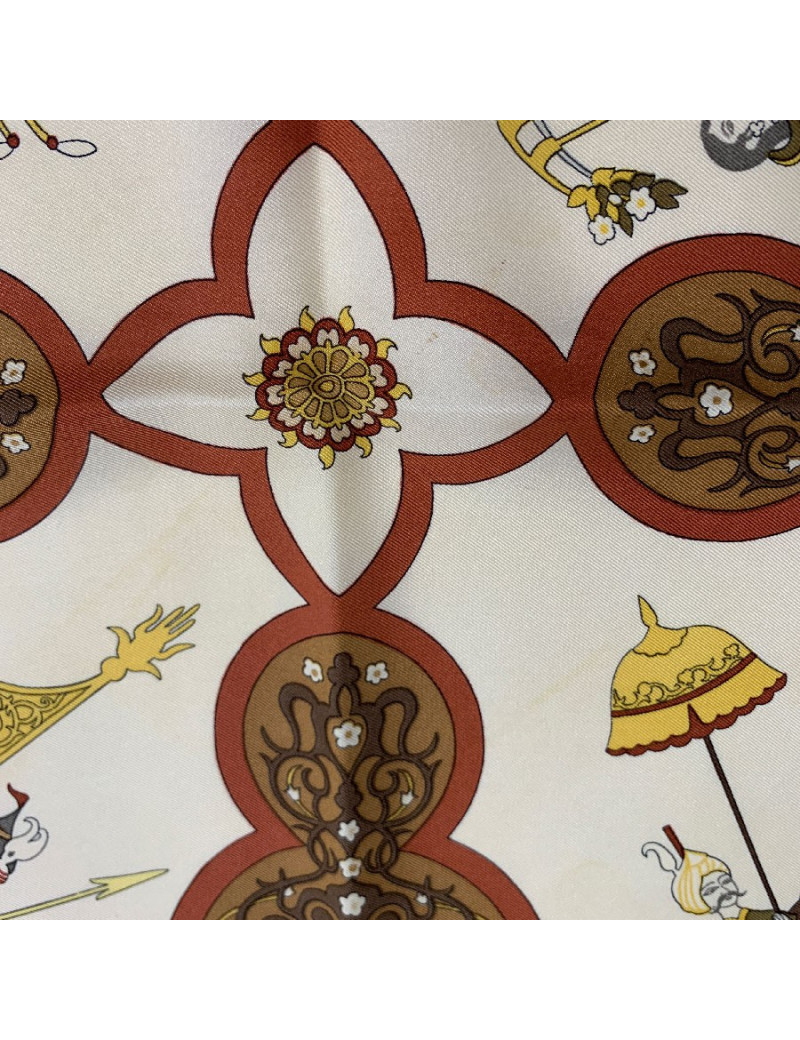 Foulard HERMES "poésie persane" marron