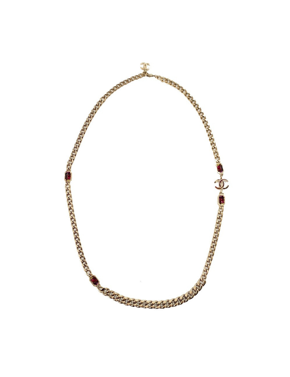 CHANEL stones and gilded metal long necklace