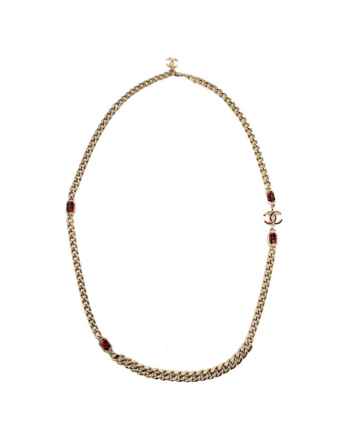 CHANEL stones and gilded metal long necklace